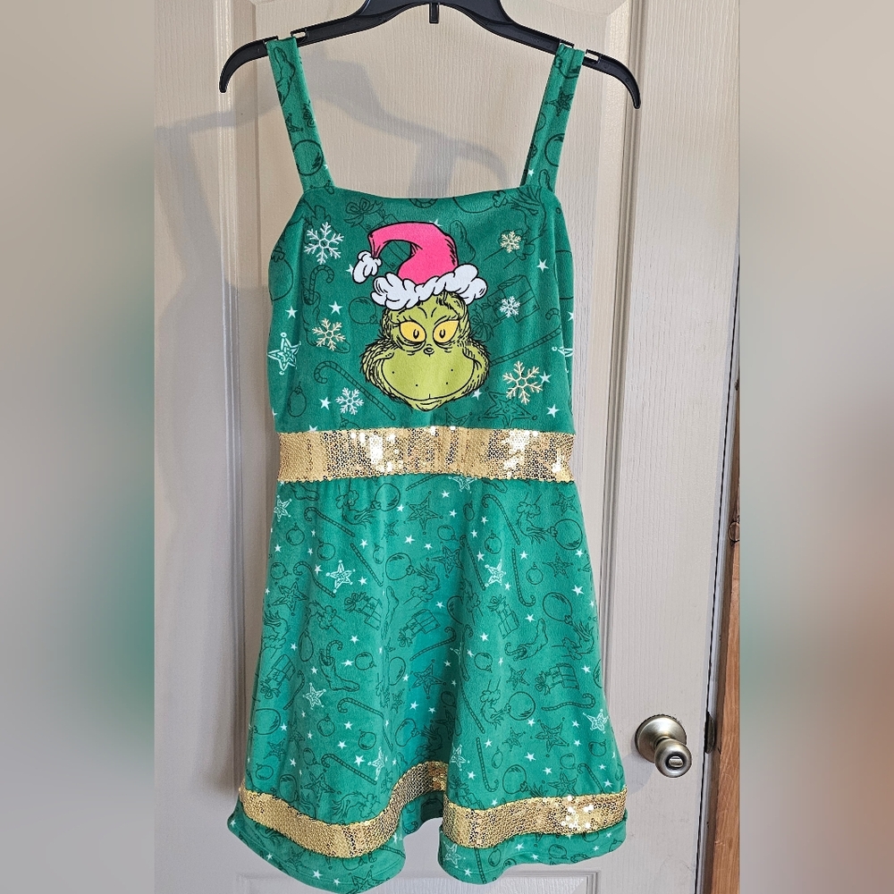 Dr. Seuss The Grinch Small Womens Christmas Dress‎ With Pockets!